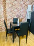 Black Dining Set with Glass Top – Elegant & Modern