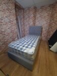 Grey Single Bed with Headboard & Mattress