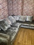 Grey Velvet Corner Sofa – Stylish & Comfortable