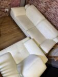 White Leather Sofa Set – 2-Seater & Armchair