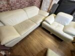 White Leather Sofa Set – 2-Seater & Armchair