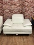 White Leather Sofa Set – 2-Seater & Armchair