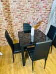 Black Dining Set with Glass Top – Elegant & Modern