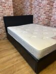 Black Faux Leather Double Bed with Mattress