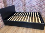 Black Faux Leather Double Bed with Mattress